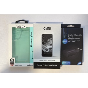ערכת אביזרים VELOX כיסוי + מגן מסך סיליקון + מטען מקורי SAMSUNG