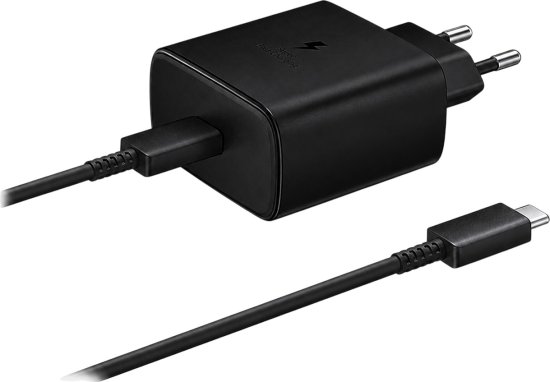 ראש מטען 45W בחיבור USB Type-C עם כבל USB Type-C באורך 1.8 מטר מבית Samsung - צבע שחור